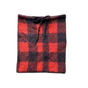 Rag & Bone Buffalo Plaid Red & Black Cowl Neck Scarf